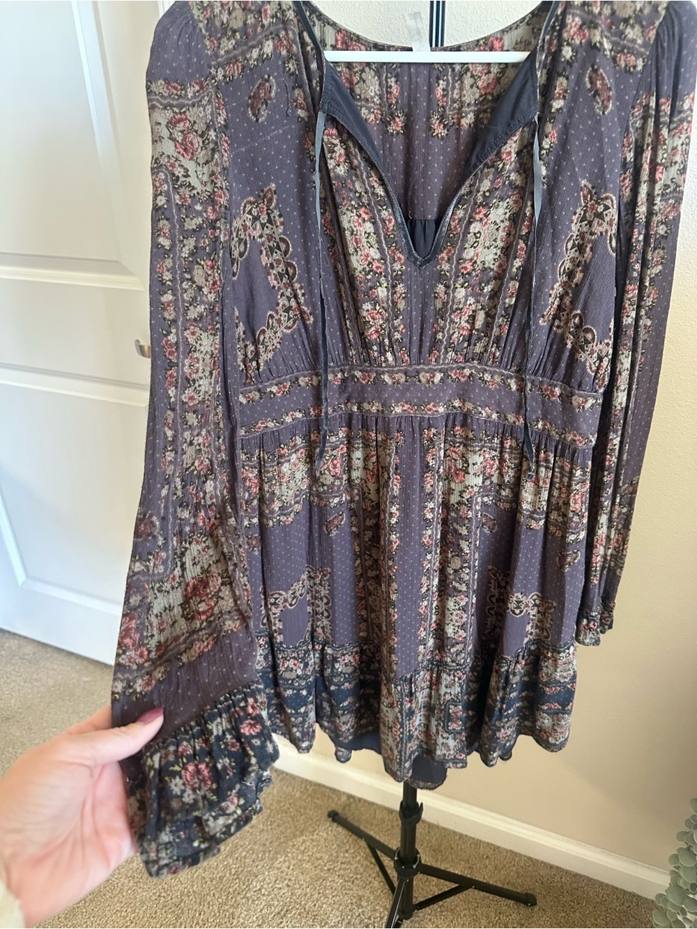 Free People Navy Floral Boho High-Low Dress - Picture 3 of 8